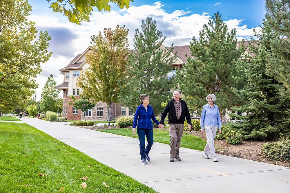 Residents walking on a footpath